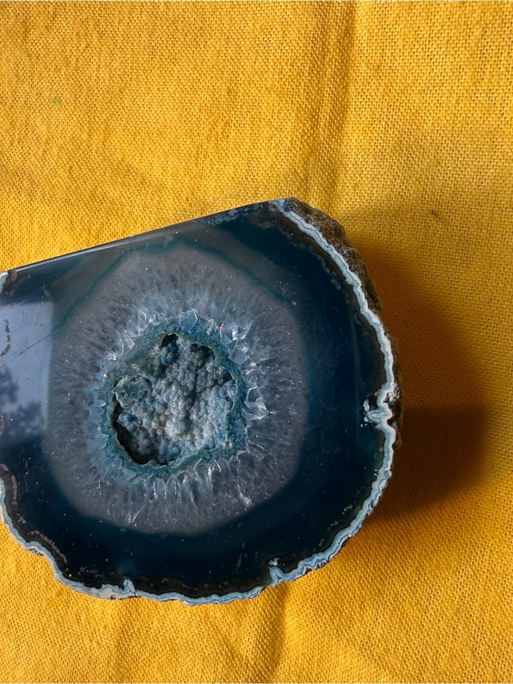 Teal Blue Agate Crystal Natural Stone geode slice a beauty